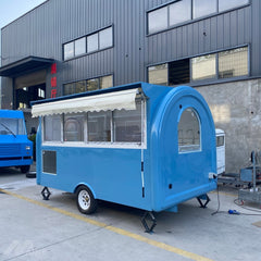 Light Blue Arched Mobile Cafe - Single Axle Concession Cart