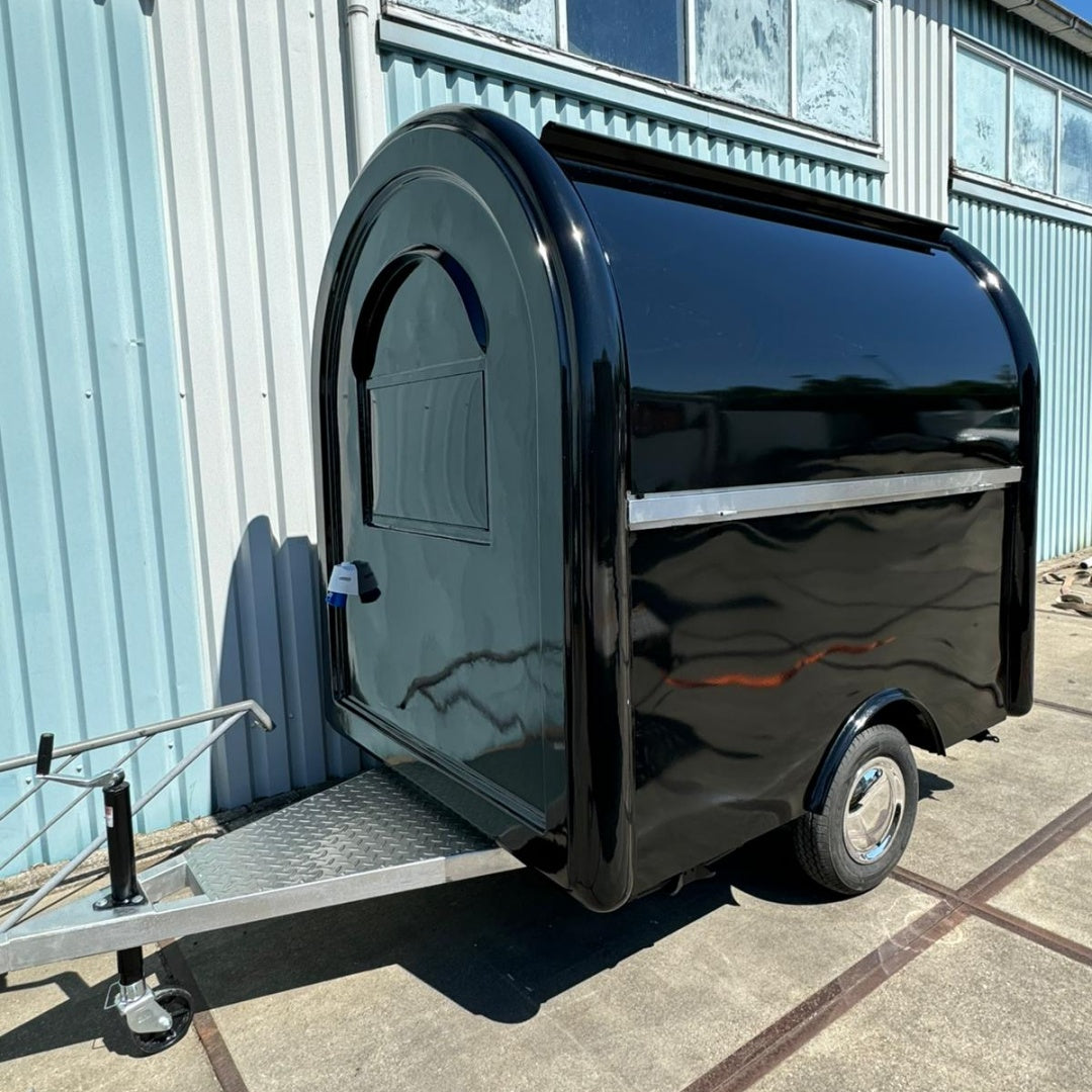 Black Mobile Food Trailer Coffee Catering Street Food Van Compact Unit