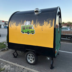 Custom Black Yellow Teardrop Food Trailer Mobile Kitchen Cart for Coffee, Snacks and Desserts