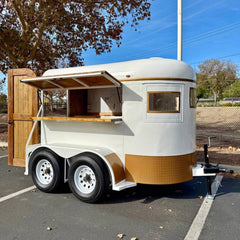 Vintage Horse Box Bar Trailer [3.5m] - Rustic White & Gold Mobile Coffee Van