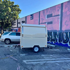 7.2ft Cream Round Top Food Trailer for Coffee & Street Snacks with Exhaust Hood & Stainless Counter