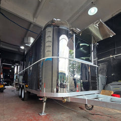 Mirror Polished Stainless Steel Food Trailer with Roof Exhaust - Dual Axle