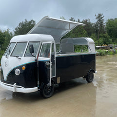 Vintage Camper Style Food Truck - Two-Tone Black & White