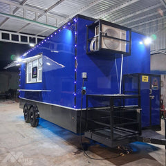 Custom Blue Food Trailer with LED Lighting Mobile Kitchen for Street Food, Coffee and Event Catering