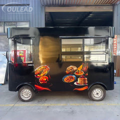 Black Mini Food Truck with Open Serving Window for Coffee, Snacks and Fast Food Business
