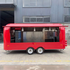 Red Mobile Food Trailer Double Axle Catering Truck Street Food Van