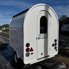 White Compact Mobile Bar Trailer Beverage Wedding Event Business Unit