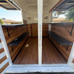 White Vintage Horsebox Food Trailer with Wood Accents - Dual Axle