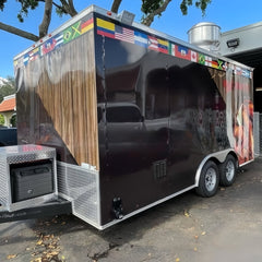 13.1ft Custom Wrapped Enclosed Food Trailer for Chicken Wings & BBQ with Dual Axle & Exterior Lighting