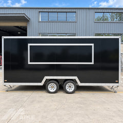 Black Double Axle Food Trailer with Commercial Kitchen for Burgers, BBQ and Street Food