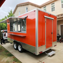 Custom Orange Food Trailer Double Axle Mobile Kitchen Concession Trailer for Coffee, Tacos and Fast Food
