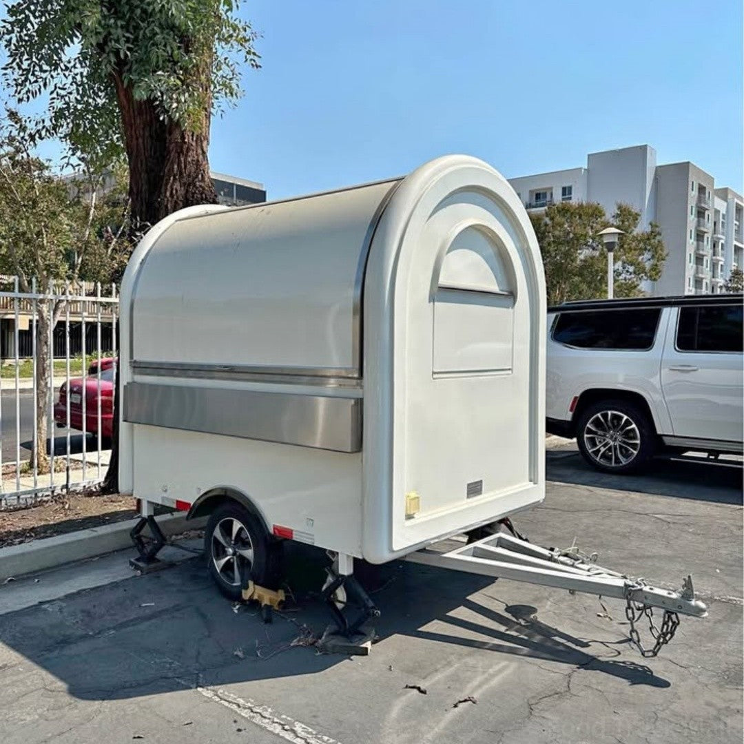 White Round-Top Food Trailer [2.2m] - Compact Mobile Coffee Cart (Single Axle)