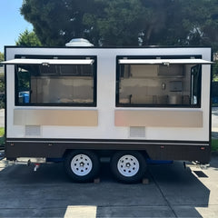 Modern White & Black Square Food Trailer [4m] - Box Style Mobile Kitchen (Dual Axle)