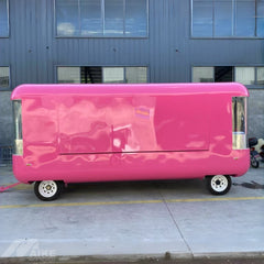 16.4ft Hot Pink Capsule Food Trailer for Desserts & Bubble Tea with Curved Corner Windows