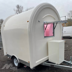 White Teardrop Food Trailer with Stainless Steel Kitchen for Coffee, Snacks and Desserts