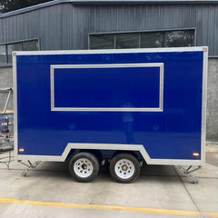 Custom Blue Food Trailer with Dual Serving Windows Mobile Kitchen for Coffee, BBQ and Street Food