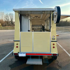 16.4ft Pastel Yellow Retro Citroen Style Food Trailer for Mobile Coffee & Bakery with Roof A/C & Wooden Counter