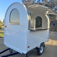 7.2ft White Mini Round Top Food Trailer for Coffee & Desserts with Single Axle & Arched Door