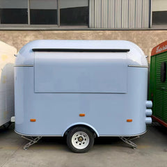 Baby Blue Retro Food Trailer [3m] - Mobile Coffee Bar with Pendant Lights (Single Axle)