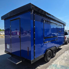 Blue Double Axle Food Trailer for Sale | Custom Mobile Kitchen Catering Trailer