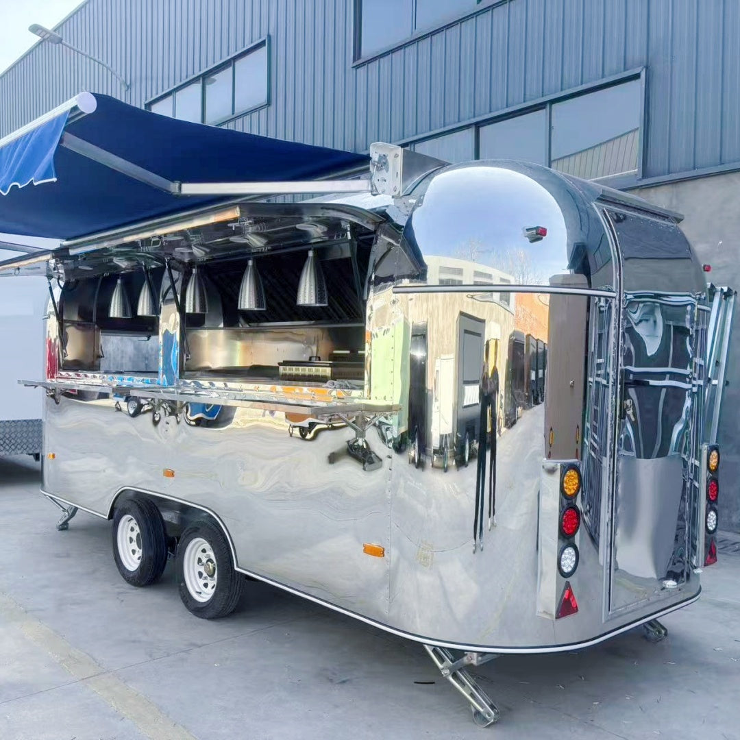 Luxury Stainless Steel Food Trailer Mobile Coffee Street Food Unit