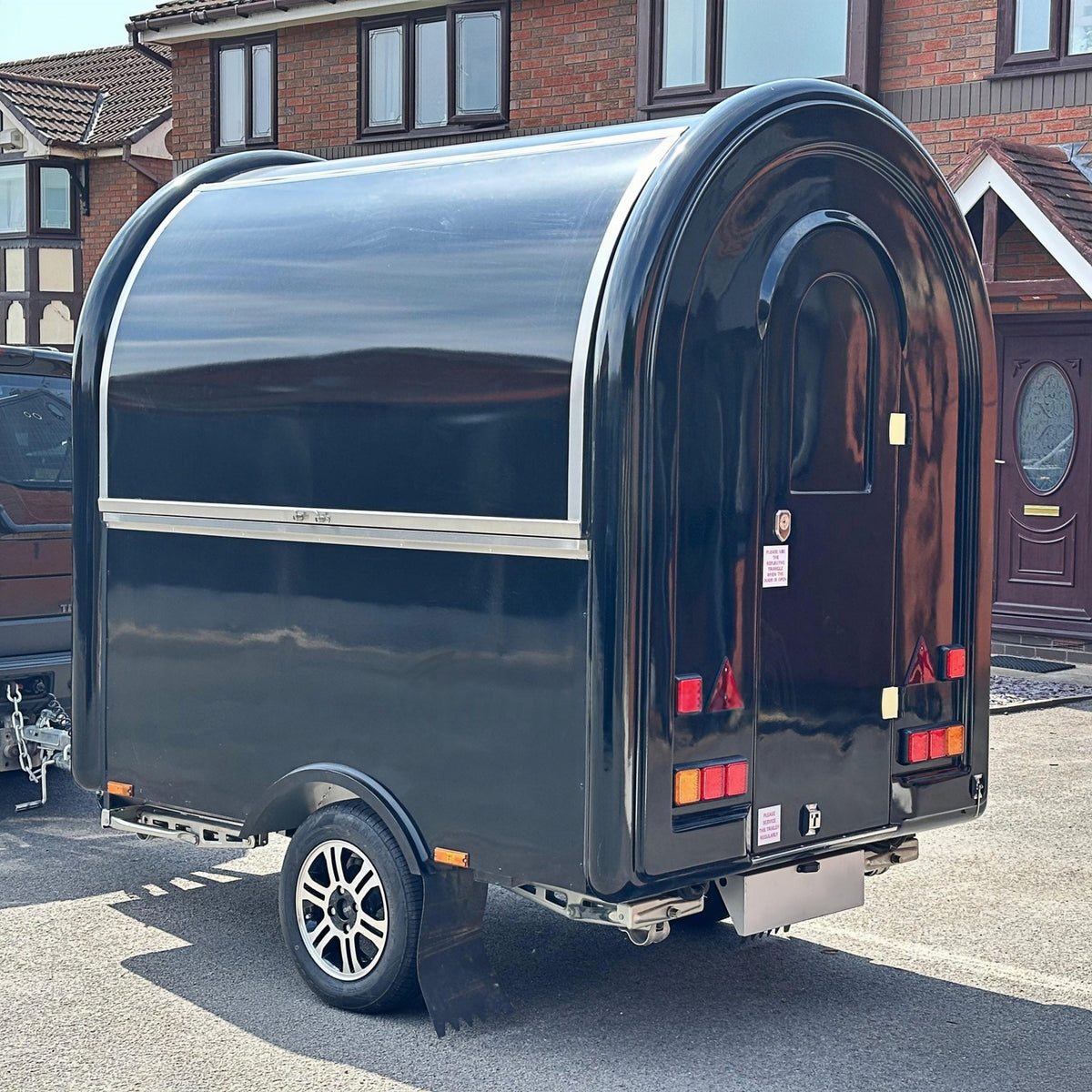 Mini Black Coffee Trailer [5.5ft] - Compact Round Mobile Cafe Cart