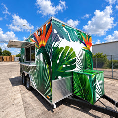Tropical Wrap Double Axle Food Trailer with Commercial Kitchen for BBQ, Burgers and Street Food