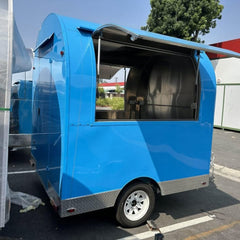 Sky Blue Arched Food Trailer with Stainless Interior - Single Axle