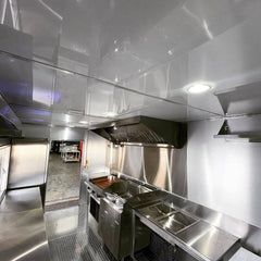 13.1ft Black & Woodgrain Enclosed Food Trailer for BBQ & Event Catering with Dual Axle & Front Generator Box
