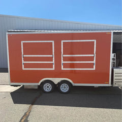13ft Bright Orange Enclosed Food Trailer with Dual Axle & Front Generator Box