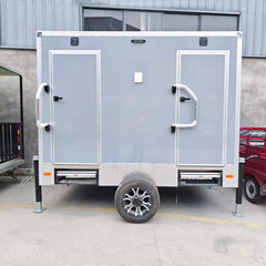 9.8ft Luxury 2-Stall Portable Restroom Trailer for Outdoor Events & Weddings with Vanity Sinks