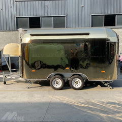 Mirror Polished Retro Food Trailer with Front Pizza Oven - Dual Axle