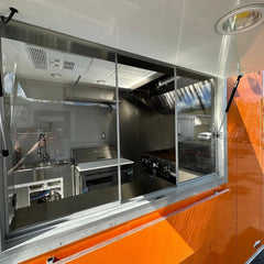9.8ft Bright Orange Enclosed Food Trailer for Street Snacks & Catering with Single Axle & Exterior LED Lights