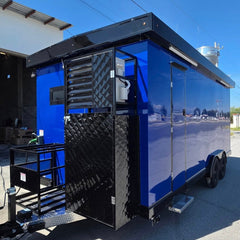 Blue Double Axle Food Trailer for Sale | Custom Mobile Kitchen Catering Trailer