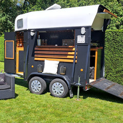 Black Twin Axle Mobile Bar Trailer Wedding Event Prosecco Cocktail Business Unit