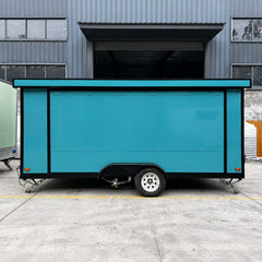 Turquoise Double Axle Food Trailer with Commercial Kitchen for Burgers, BBQ and Street Food