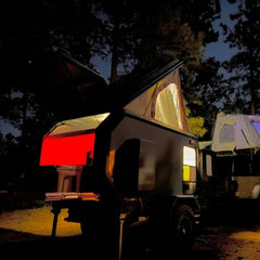 Rugged Off-Road Camper Trailer with Roof Tent - Towable Overlanding Cabin