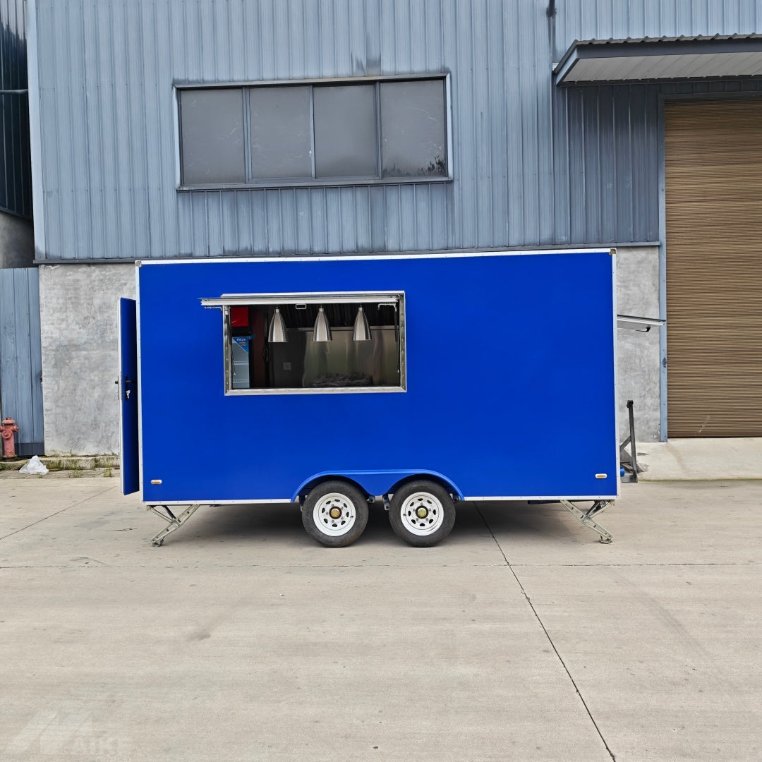 13.1ft Royal Blue Enclosed Food Trailer for Street Food & Catering with Dual Axle & Stabilizer Jacks