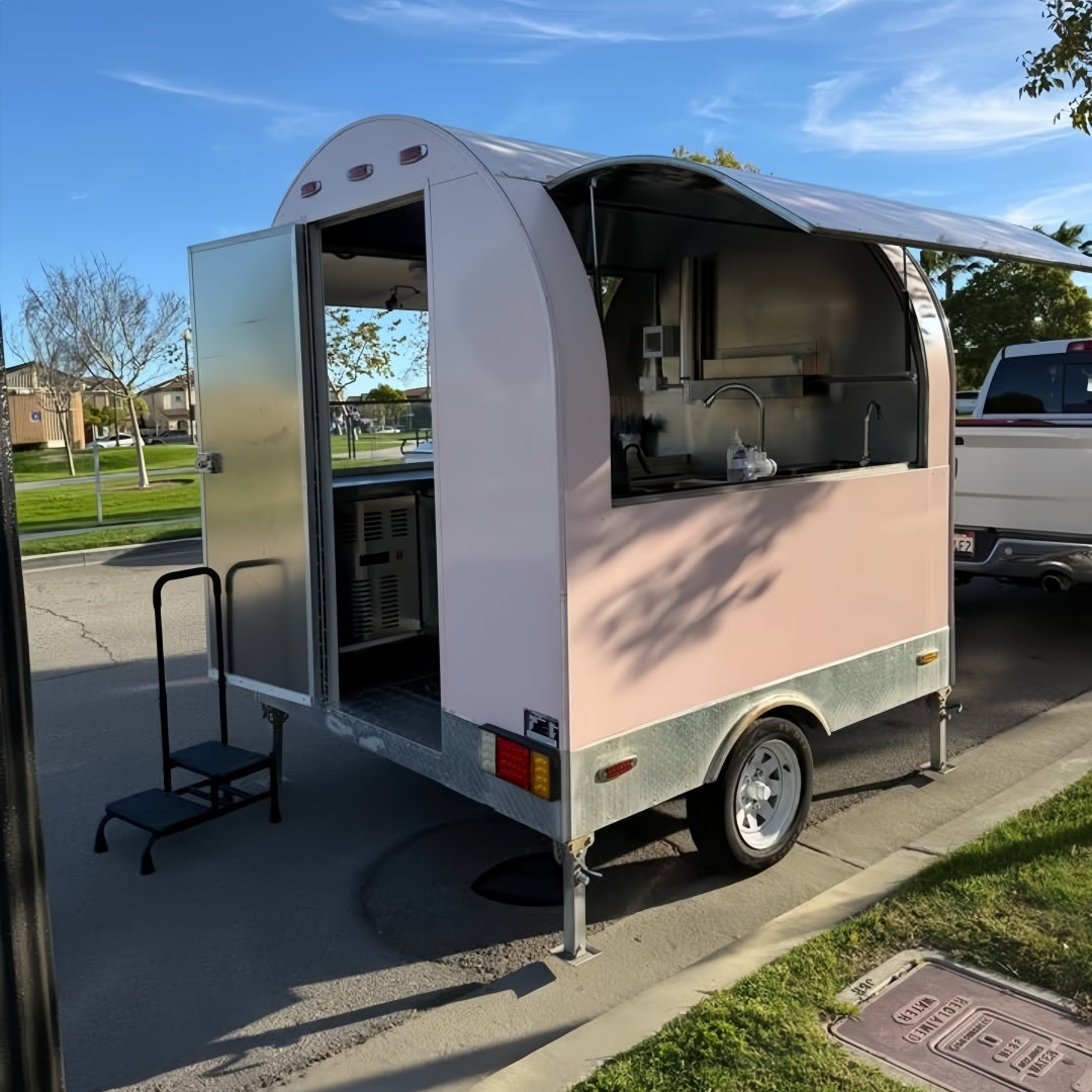 Pink Coffee Food Trailer Mobile Concession Catering Street Food Dessert Unit