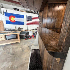 Rustic White Horse Trailer Food Cart with Wood Panels for Coffee, Drinks and Events