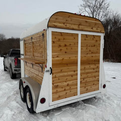 Rustic Wood Horse Trailer Food Cart for Coffee, Bakery and Outdoor Event Catering