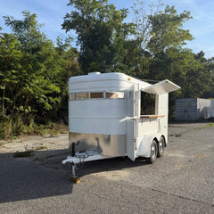 White Horse Box Catering Trailer [3m] - Farmhouse Style with Chrome Wheels (Dual Axle)