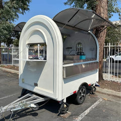 White Round-Top Food Trailer [2.2m] - Compact Mobile Coffee Cart (Single Axle)