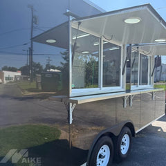 Black Concession Food Trailer | Large Mobile Kitchen Truck for BBQ, Pizza, Coffe