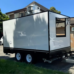 Modern White & Black Square Food Trailer [4m] - Box Style Mobile Kitchen (Dual Axle)