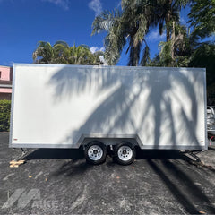White Double Axle Food Trailer with Commercial Kitchen for Coffee, Snacks and Street Food