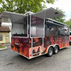 16.4ft Custom Wrapped Enclosed Food Trailer for BBQ & Grill Catering with Dual Axle & Roof Exhaust Fans