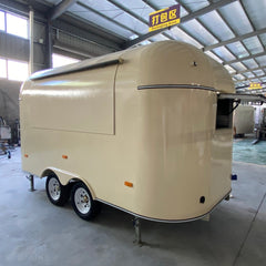 Cream Retro Food Trailer Concession Catering Mobile Kitchen Double Axle Unit