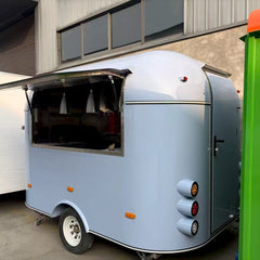 Baby Blue Retro Food Trailer [3m] - Mobile Coffee Bar with Pendant Lights (Single Axle)