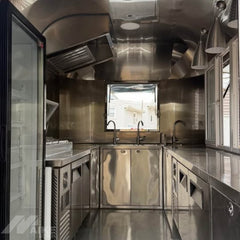 Vintage Silver Food Trailer with Serving Windows Mobile Kitchen for Coffee, BBQ and Street Food
